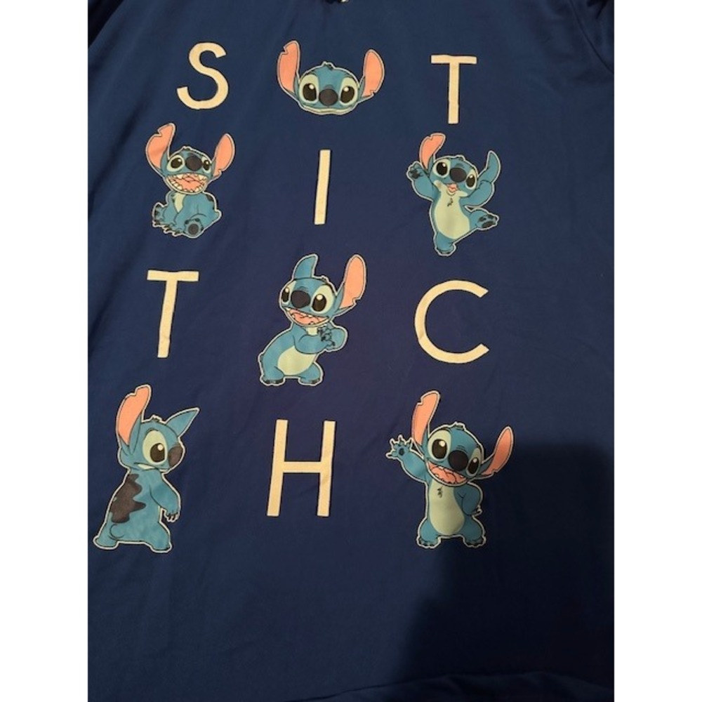 Disney Stitch Hooded Long Sleeve Tee Juniors 7/9 Blue Lilo & Stitch - Picture 3 of 6